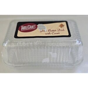 TableCraft Restaurant Class For The Home Ribbed Glass Butter Dish